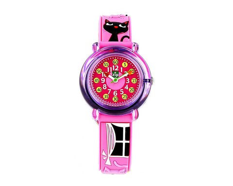 Lightning McQueen Round Watch with Pink Rubber Strap