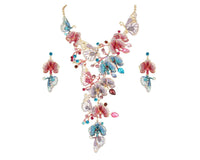 Butterfly Flower Necklace Set Multicolor Austrian Crystal
