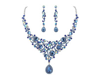 Blue Teardrop Austrian Crystal Pendant Necklace